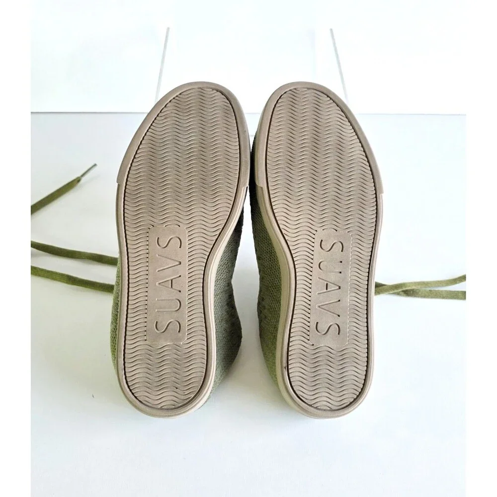 SUAVS Zilker Sneakers Olive Green Women's 7 38 Lace Up Comfort Lightweight